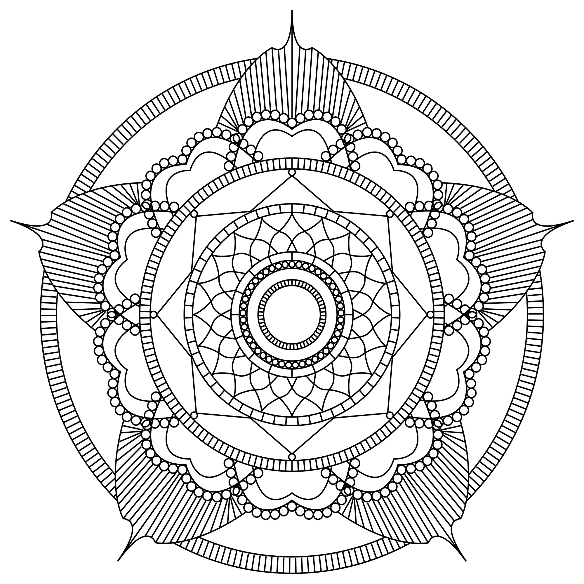 Magnífico mandala complejo (Página para imprimir para niños)