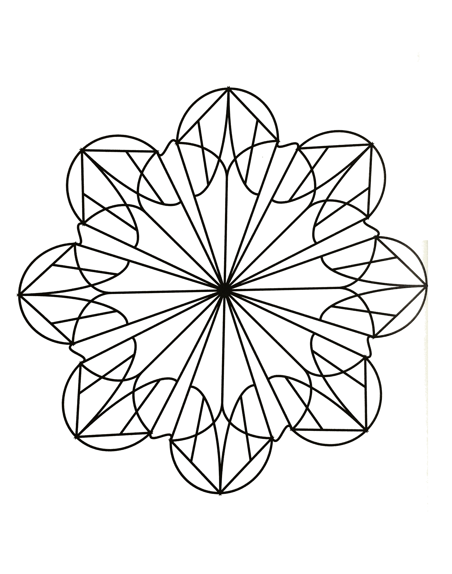 Mandala de líneas concéntricas (Página para imprimir para niños)
