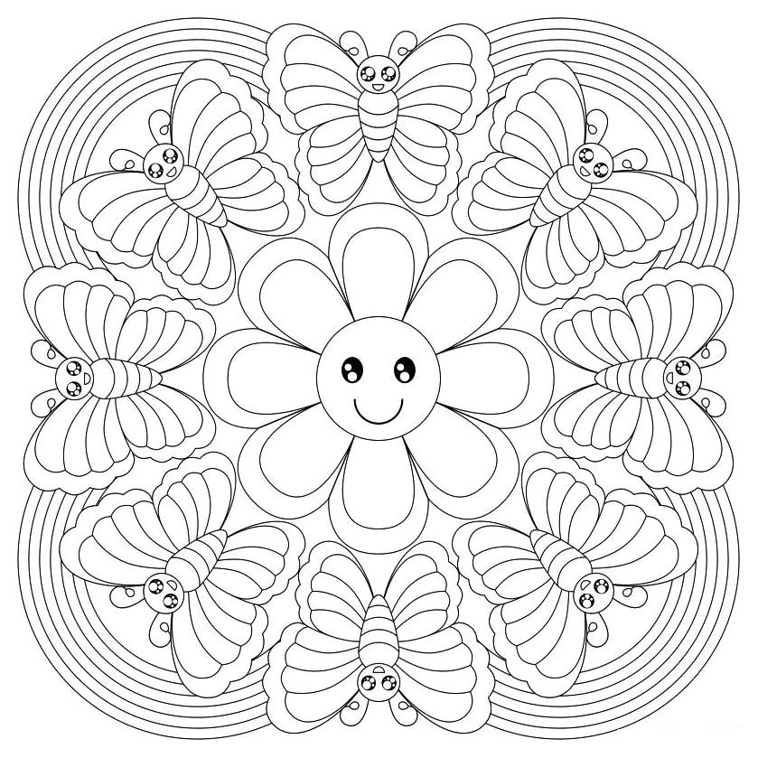 Simple Dibujos para niños para colorear de Mandalas