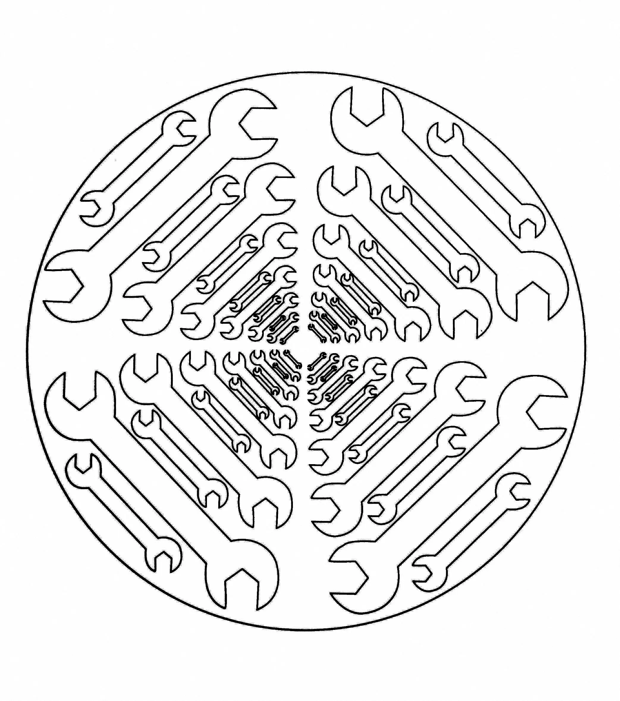 Herramientas de bricolaje (Página de Mandalas para imprimir para niños)