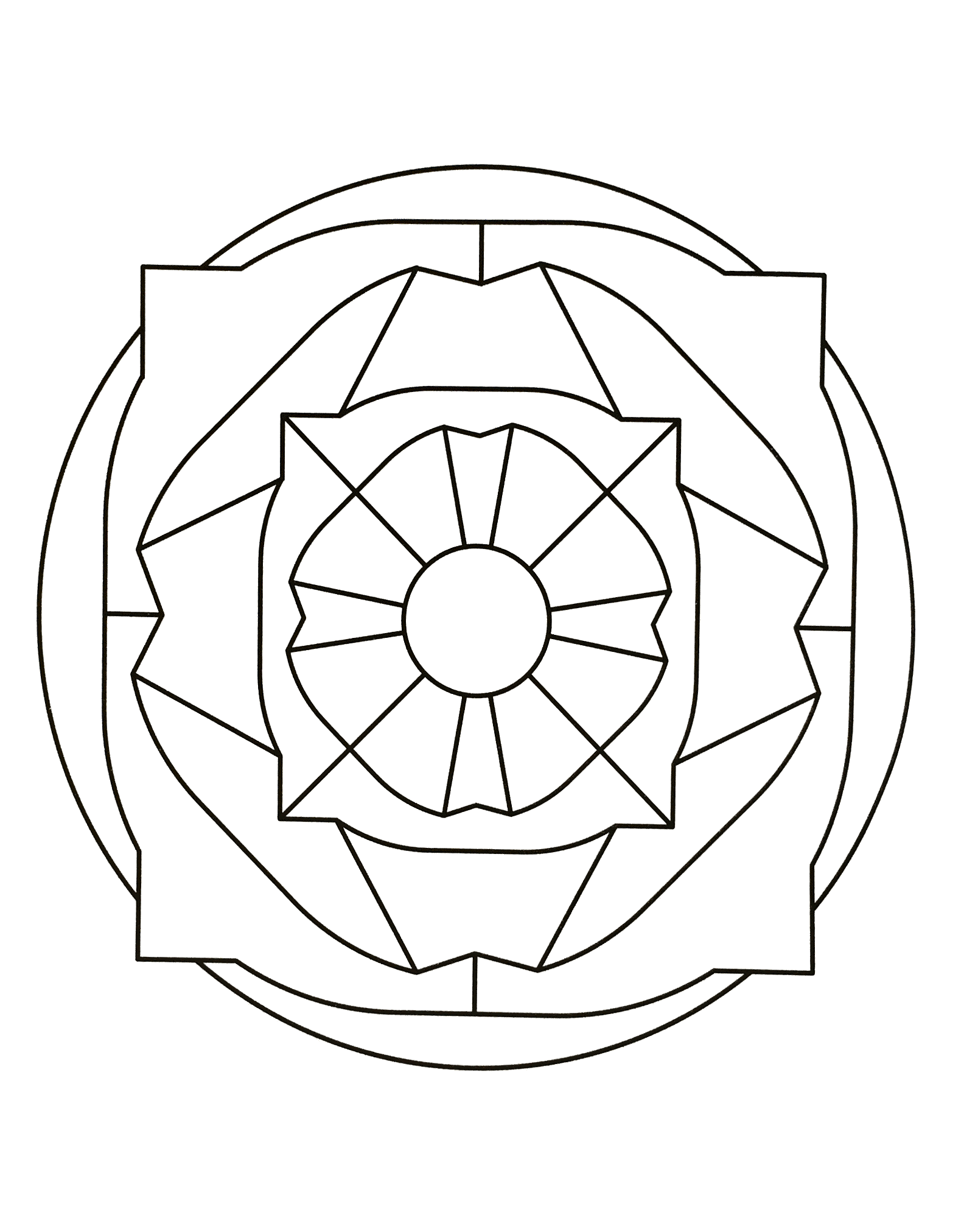 Mandala sencillo y original (Página para imprimir para niños)