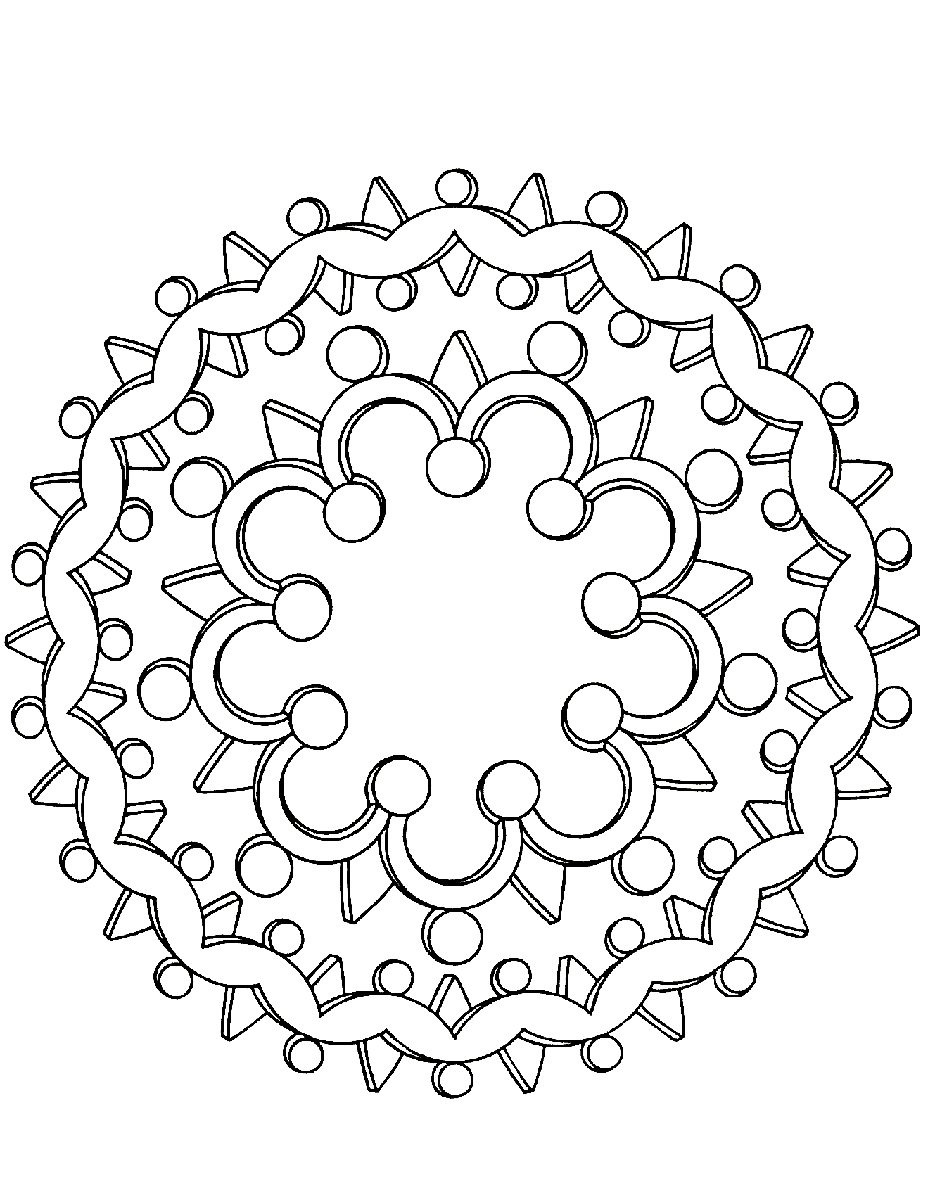 Mandala de estilo retro con líneas finas (Página para imprimir para niños)