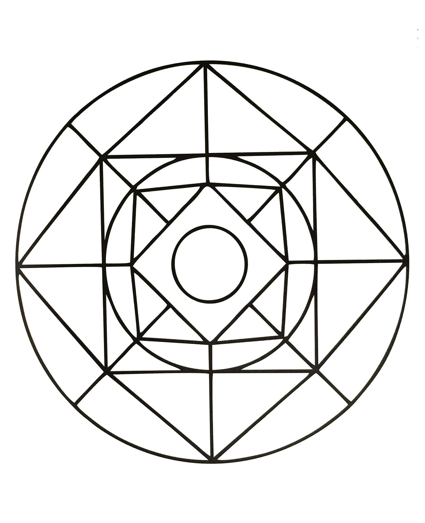 Mandala sencillo, geométrico y elegante (Página para imprimir para niños)