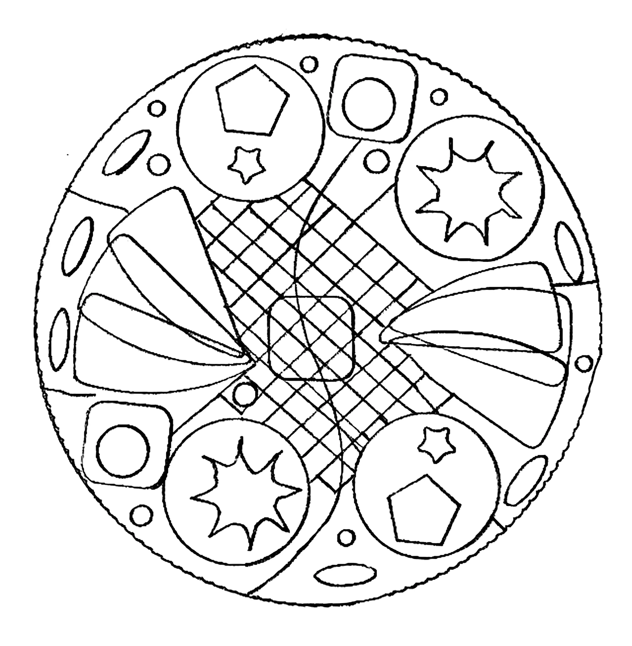 Mandala sencillo y bonito (Página para imprimir para niños)