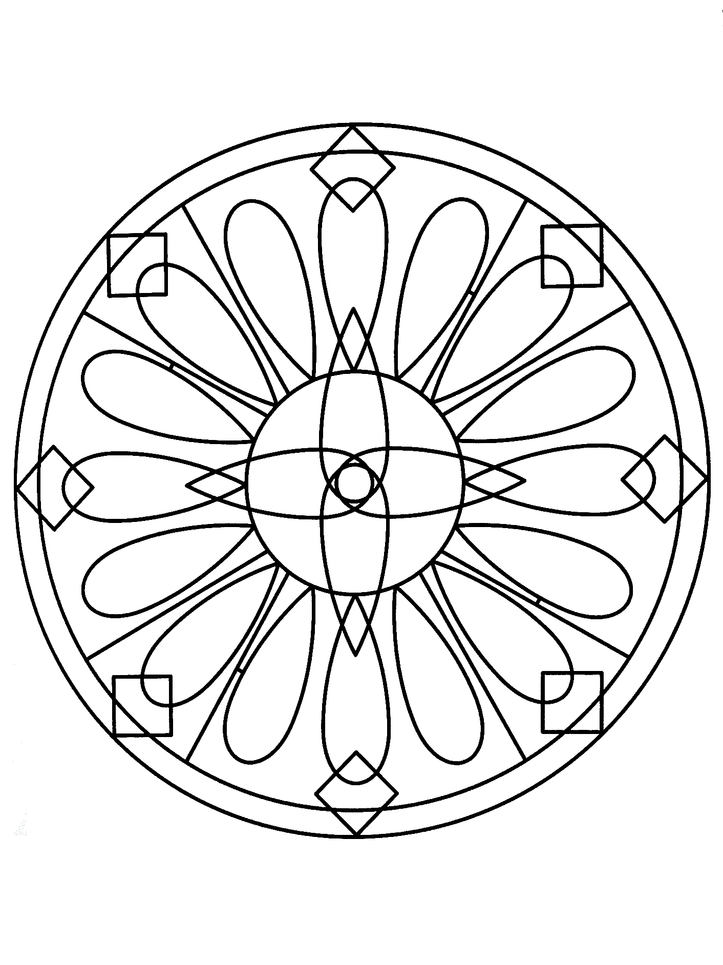 Mandala y formas simples (Página para imprimir para niños)