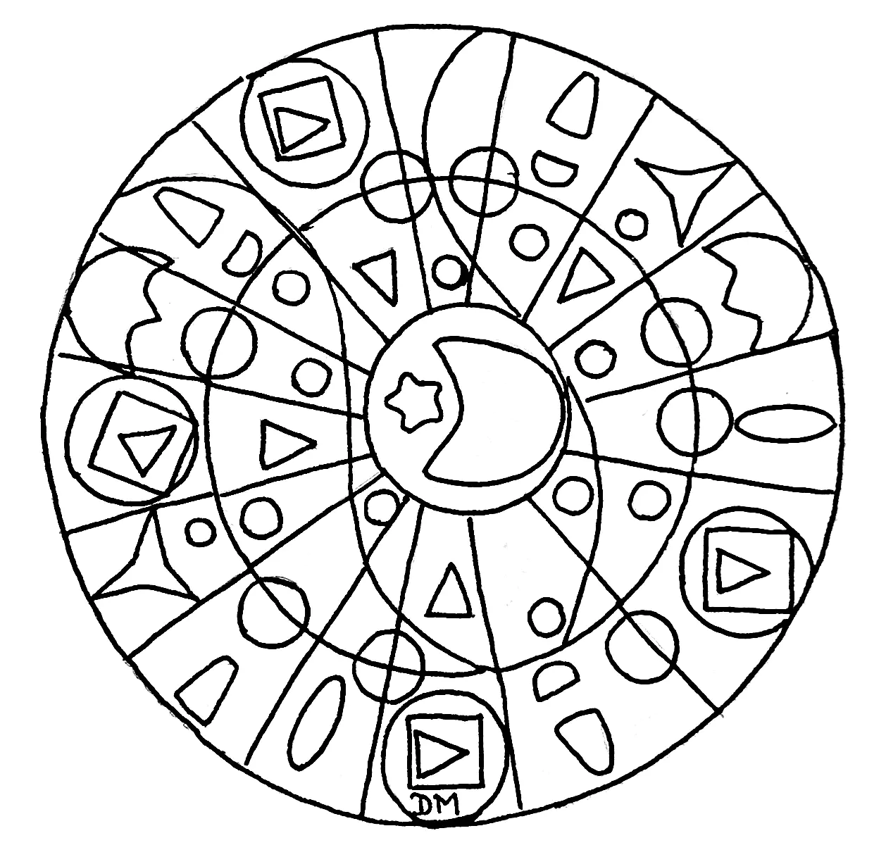 Simplicidad geométrica (Página de Mandalas para imprimir para niños)