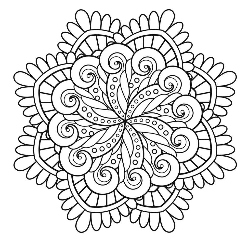 Mandala precioso y sencillo (Página para imprimir para niños)