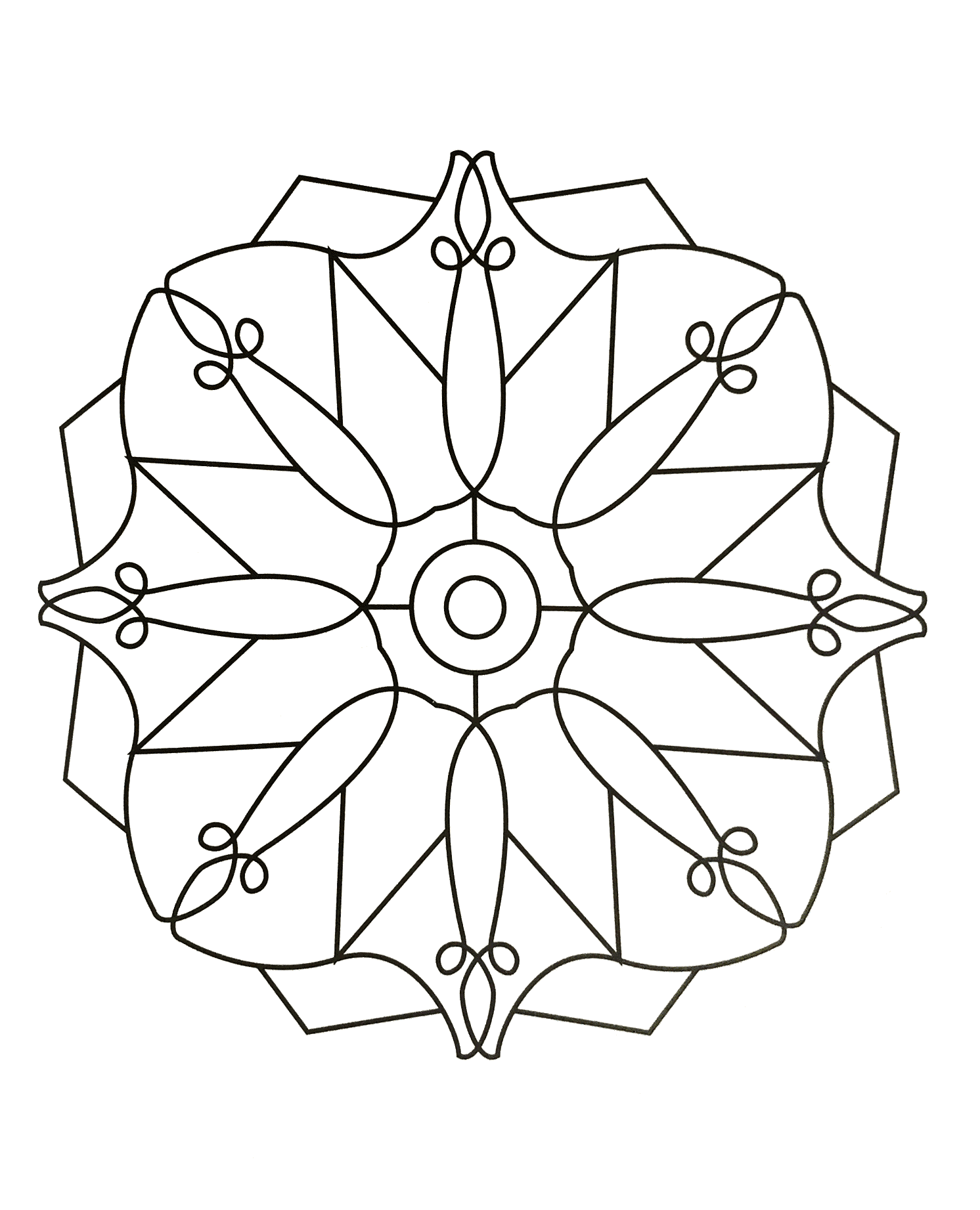 Mandala en forma de flor (Página para imprimir para niños)