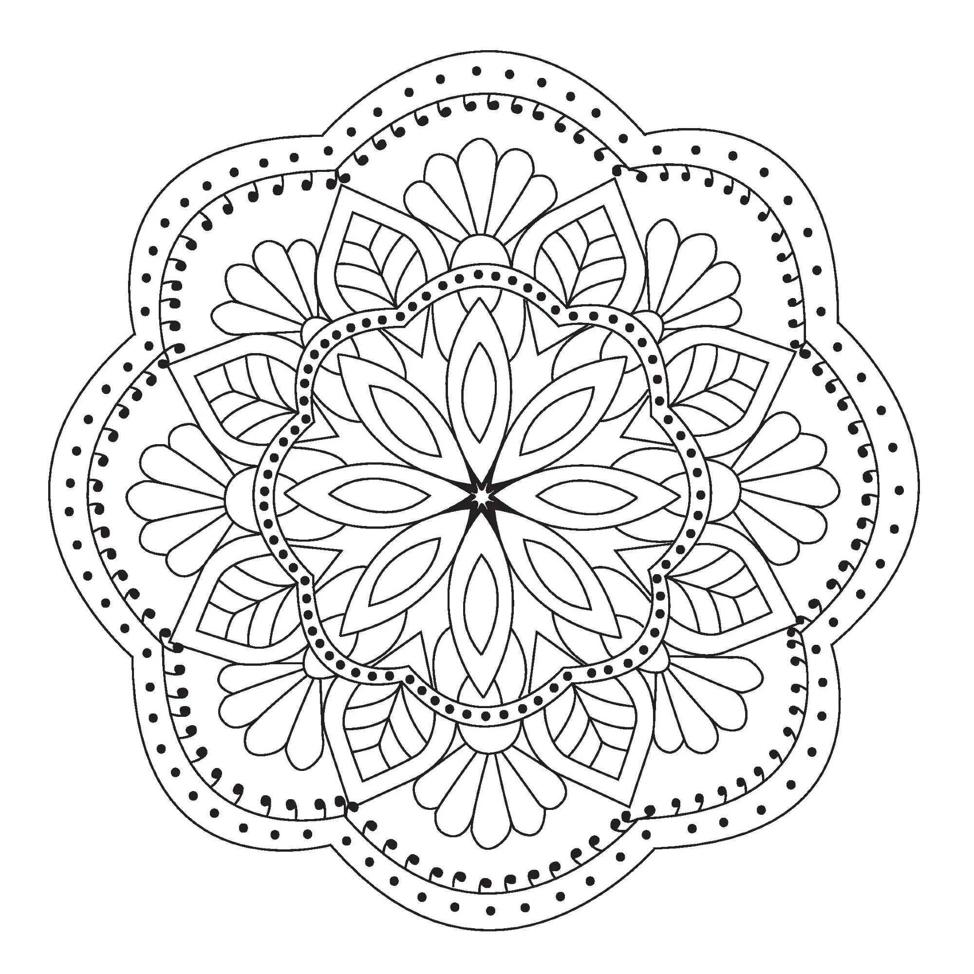 Mandala floral sencillo (Página para imprimir para niños)