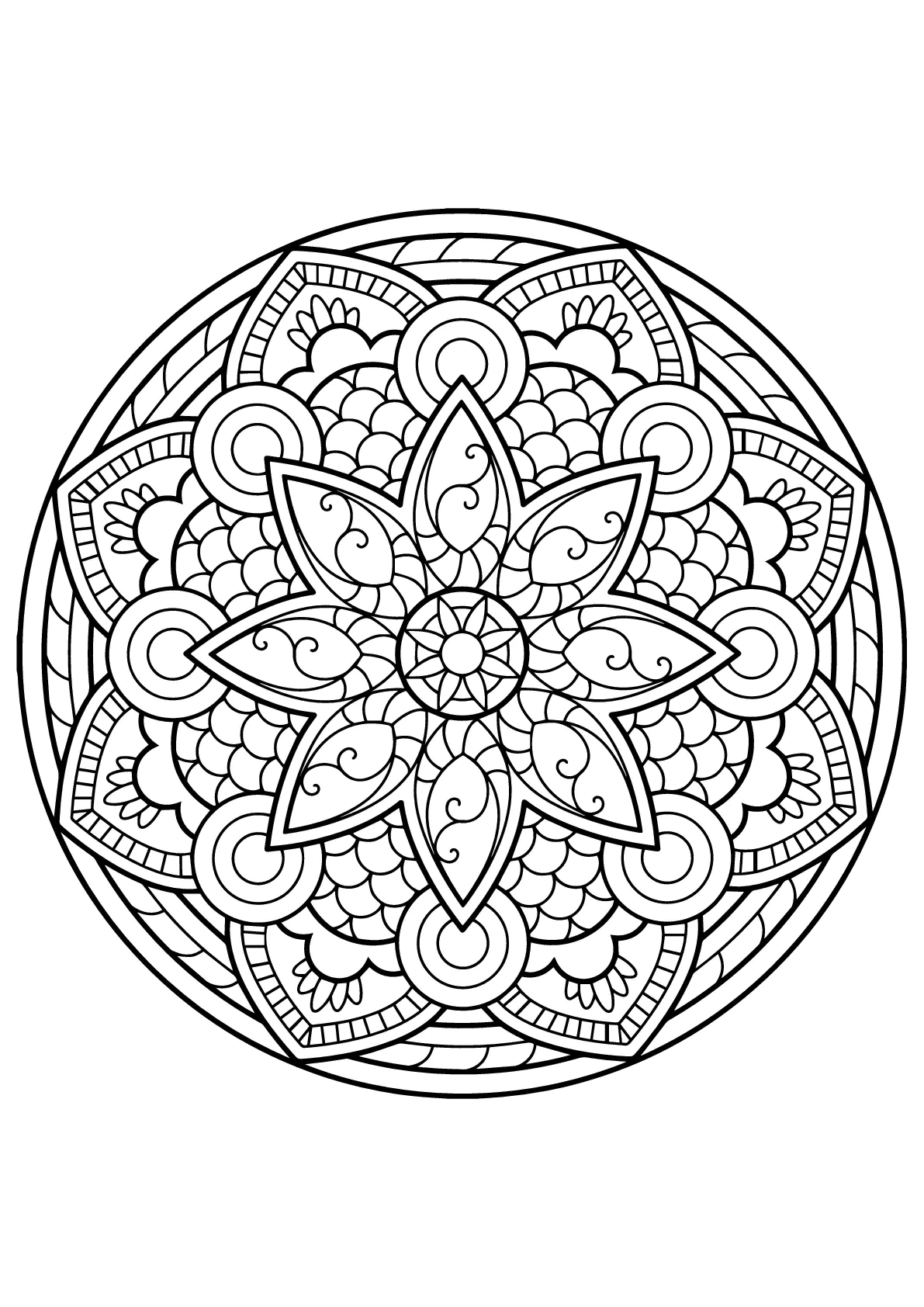 Un mandala complejo y magnífico (Página para imprimir para niños)