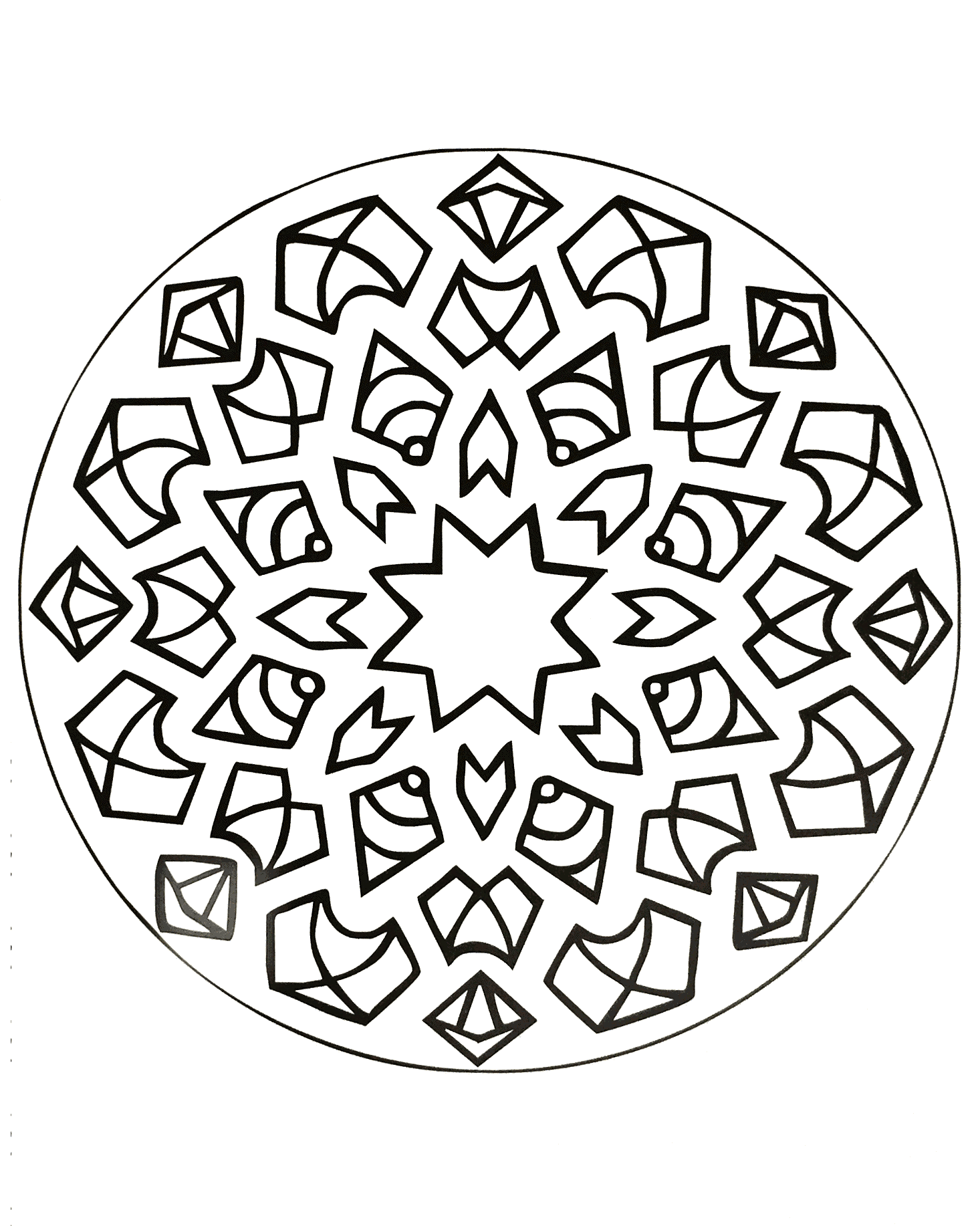 Mandala "trozos de cristal (Página para imprimir para niños)