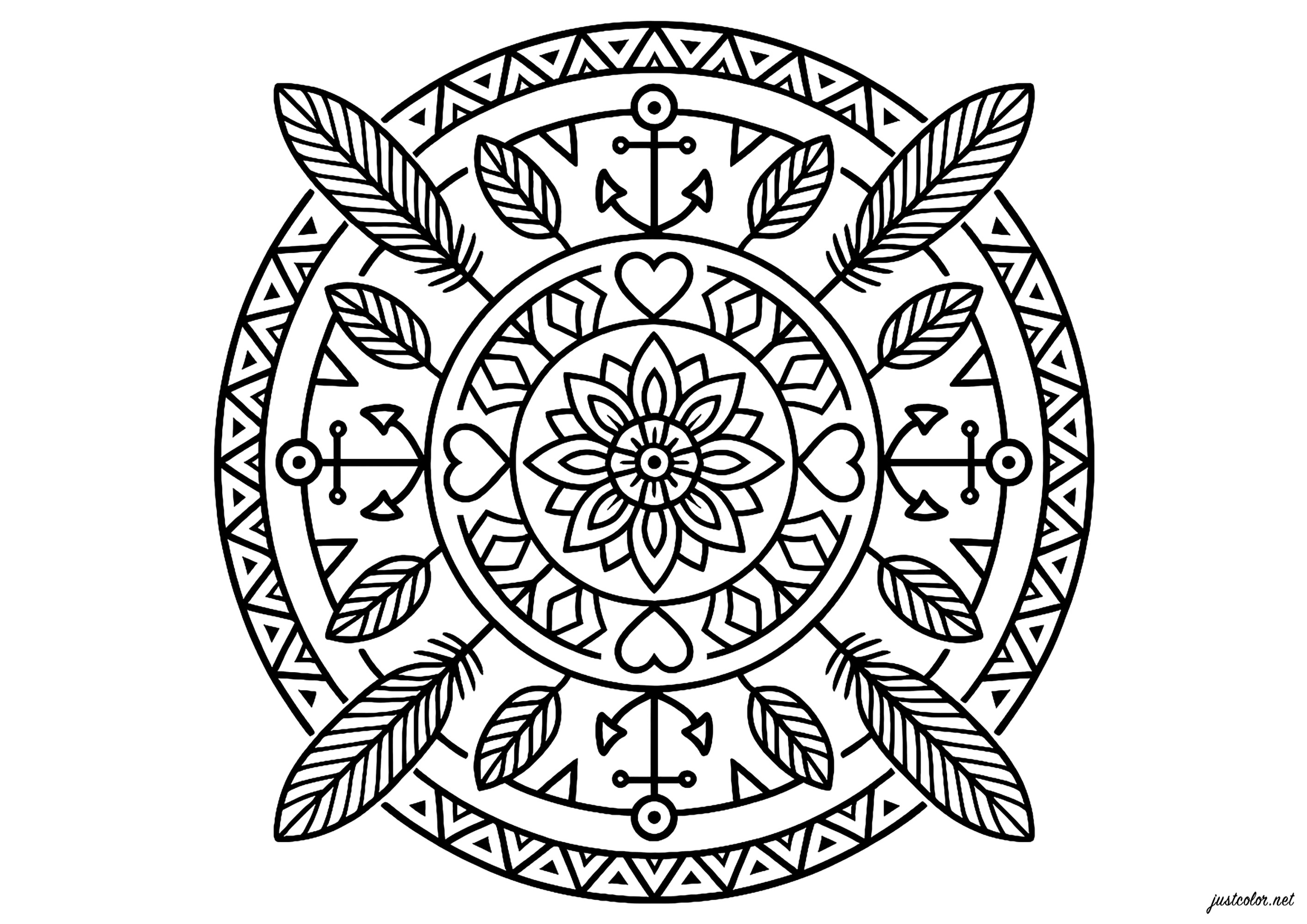 Mandala Tatuaje Geométrico (Página para imprimir para niños)