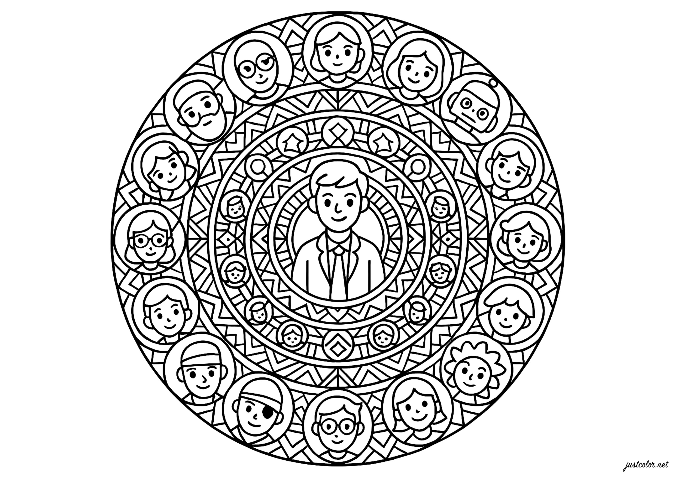 Mandala Heroico (Página para imprimir para niños)