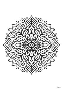 Flores y hojas (Página de Mandalas  para imprimir)