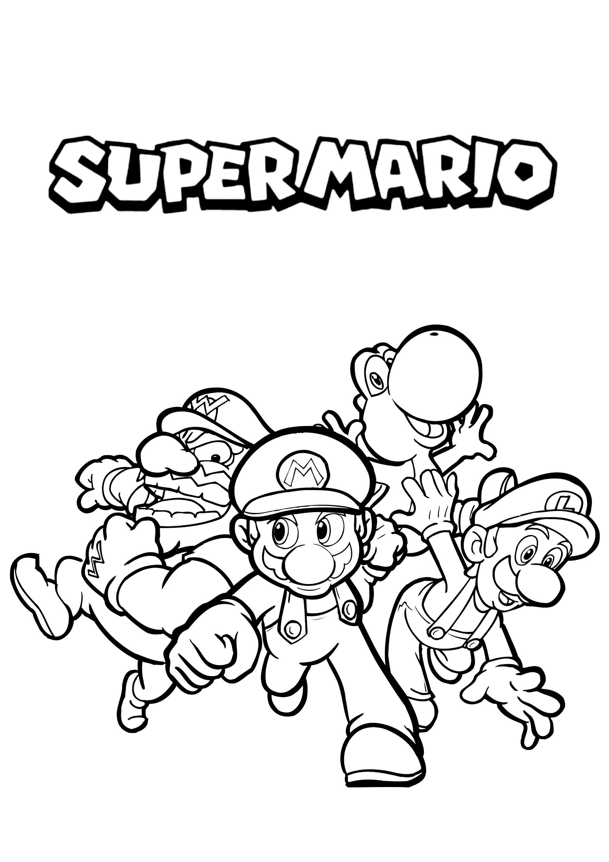 Mario con Luigi, Wario y Yoshi