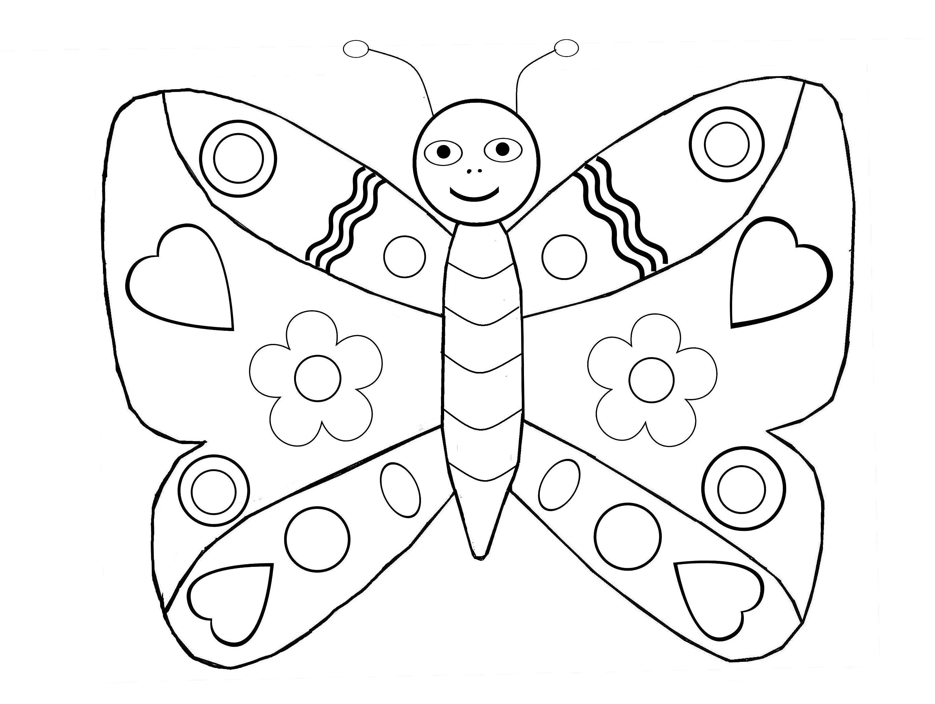 Colorear Mariposas para niños (Página para imprimir para niños)