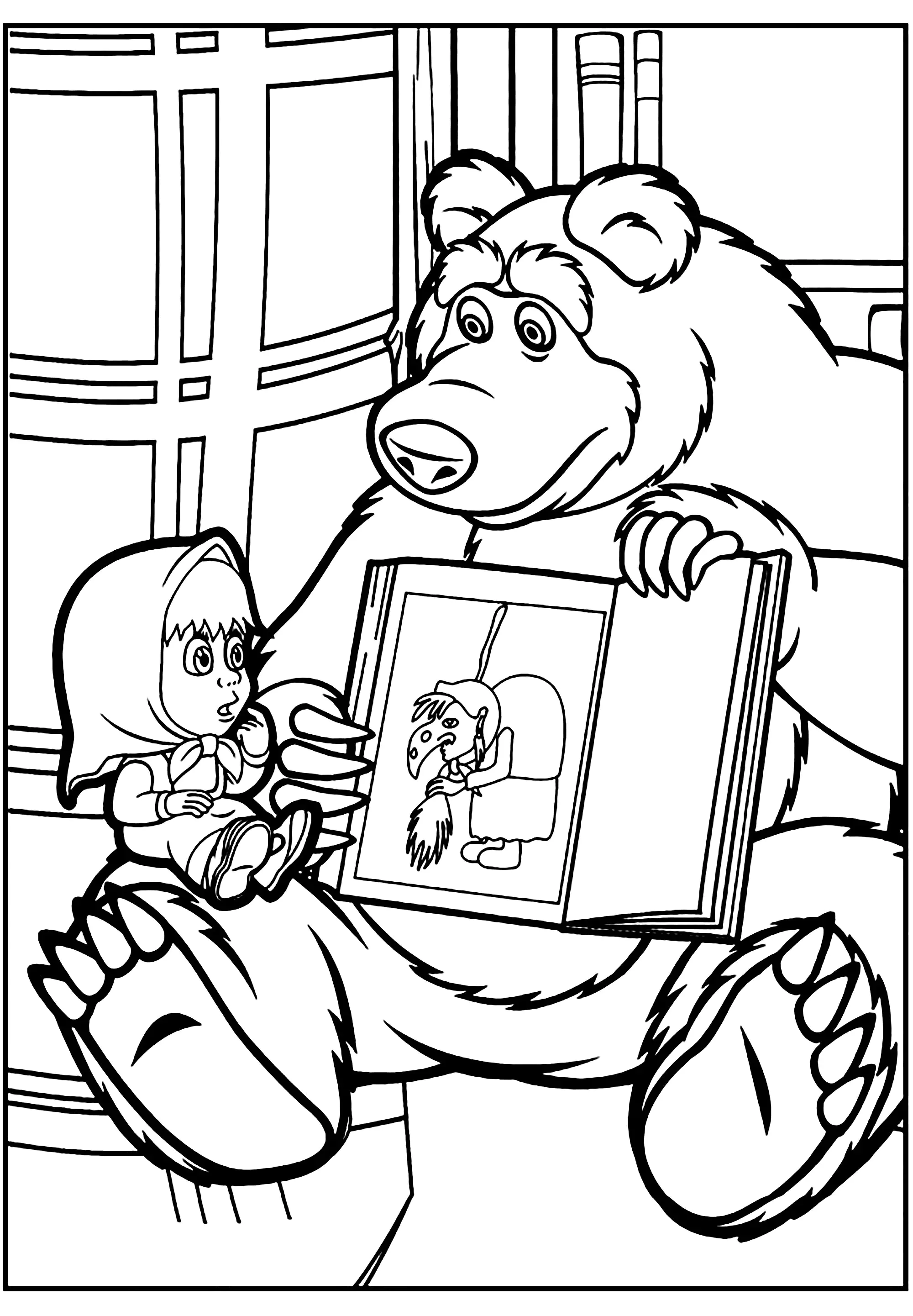 Dibujos para colorear para ninos masha y el oso - 34987
