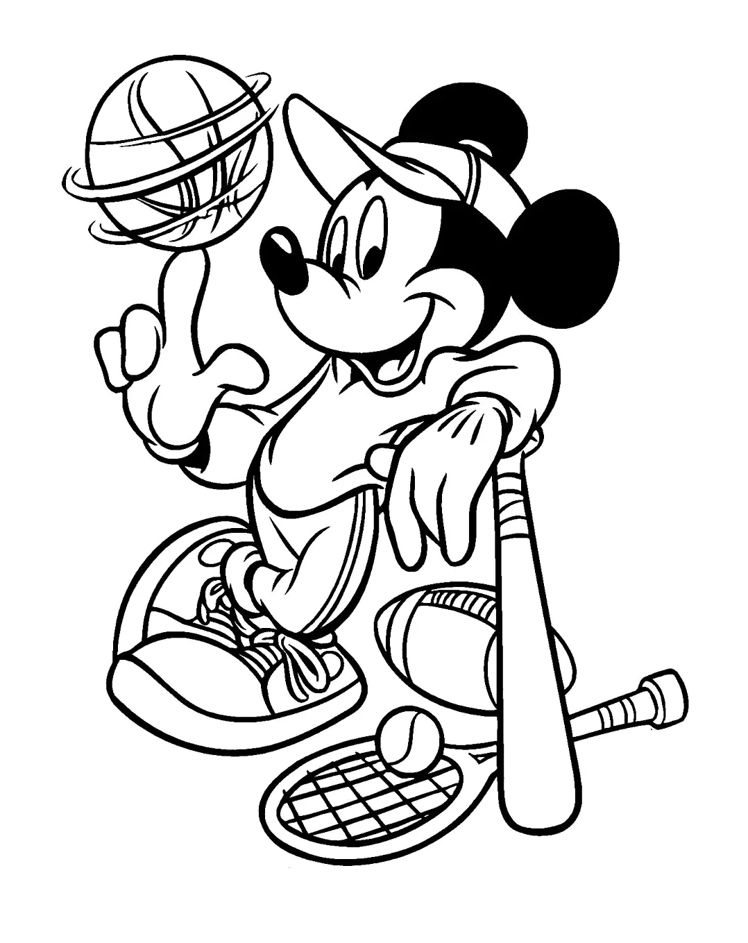 Mickey aime le Baseball (Página para imprimir para niños)