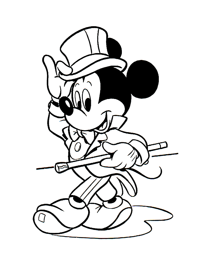 Preciosa y sencilla coloración de Mickey (Página para imprimir para niños)