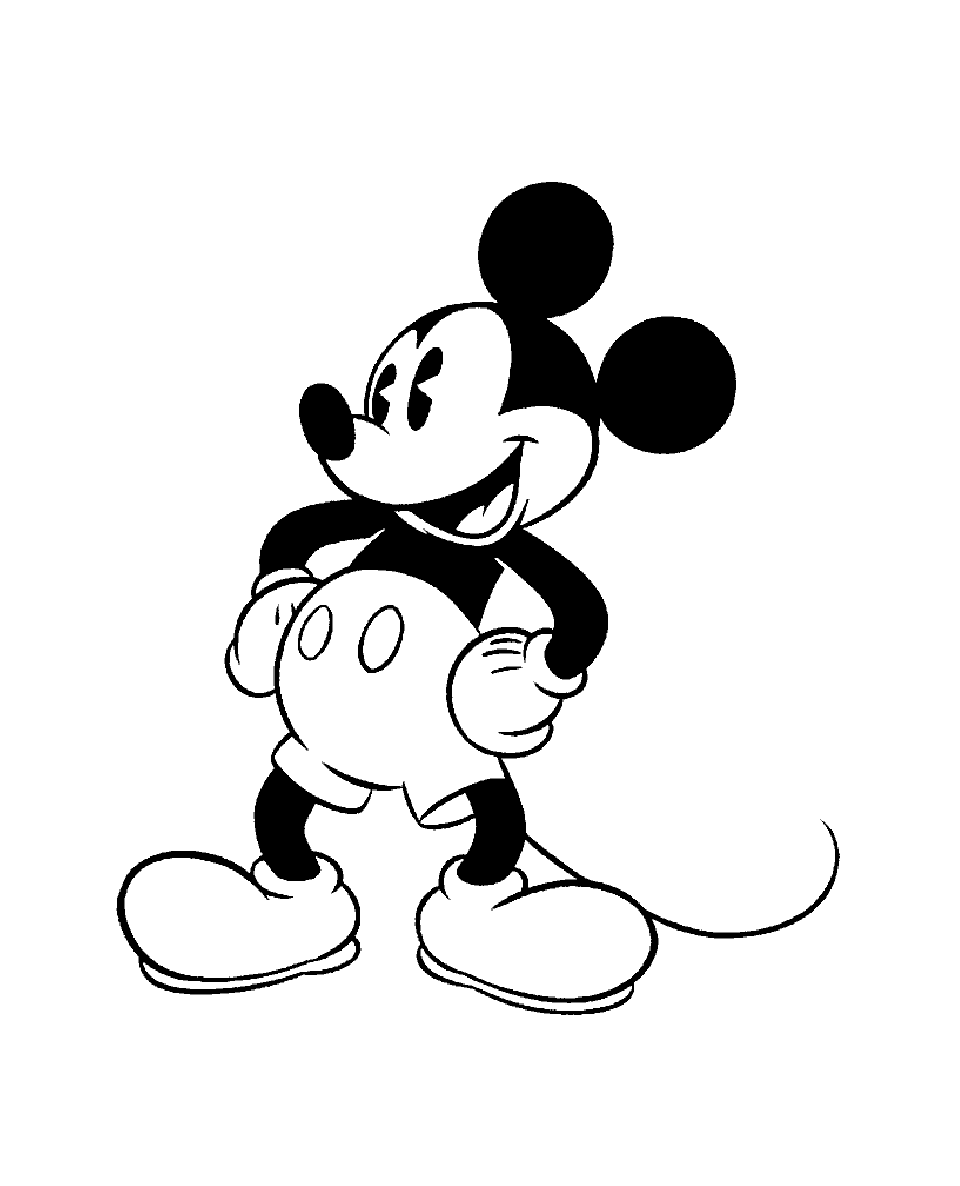 Mickey en su estilo original creado por Walt Disney (Página para imprimir para niños)