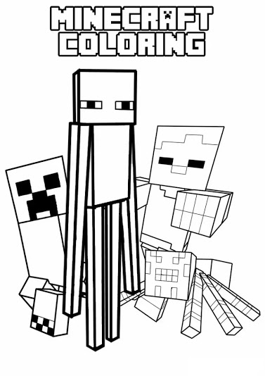 Varios personajes de Minecraft para colorear
