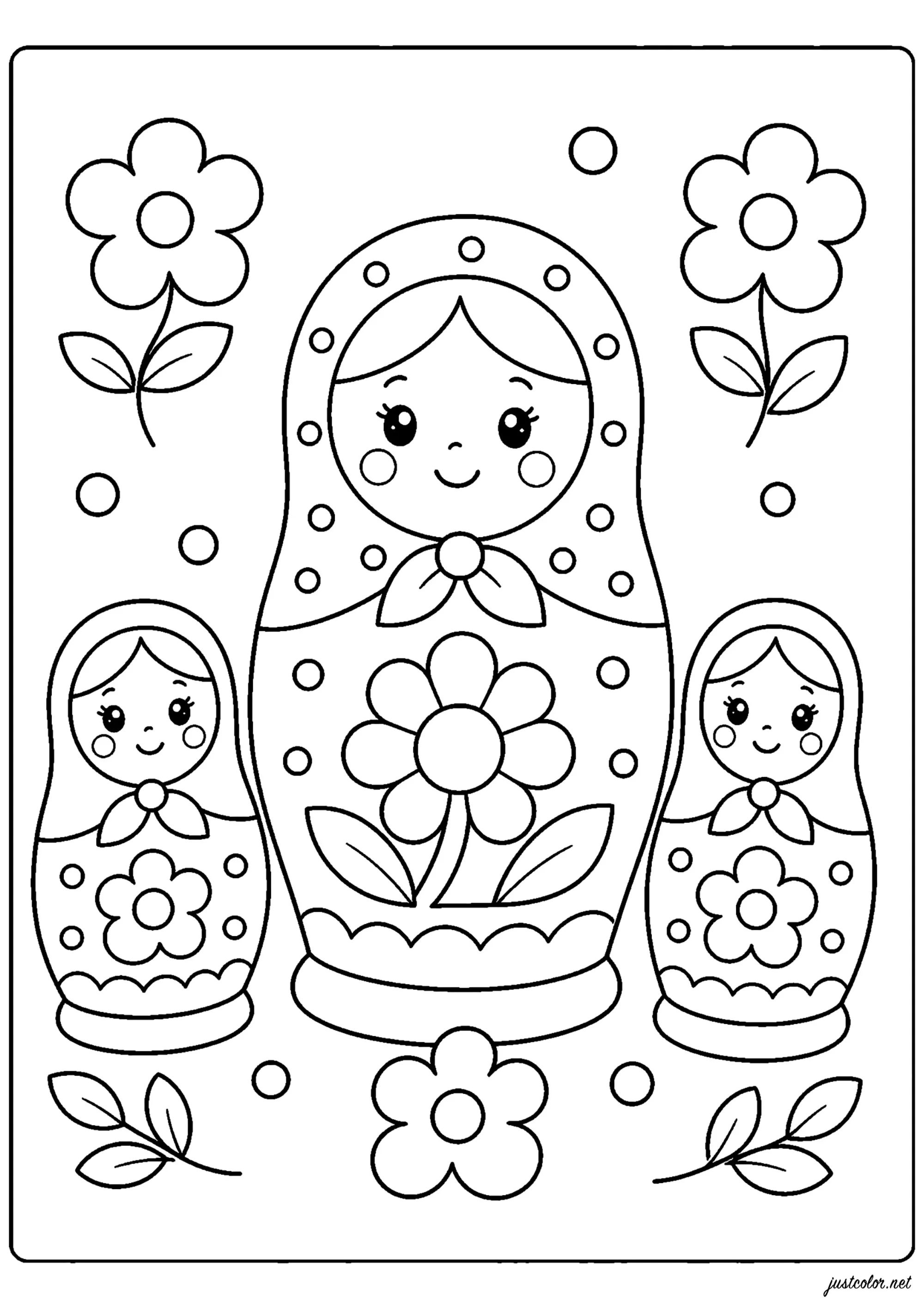 Dibujos para colorear gratis de muñeca-rusa para descargar (Muñeca rusa)