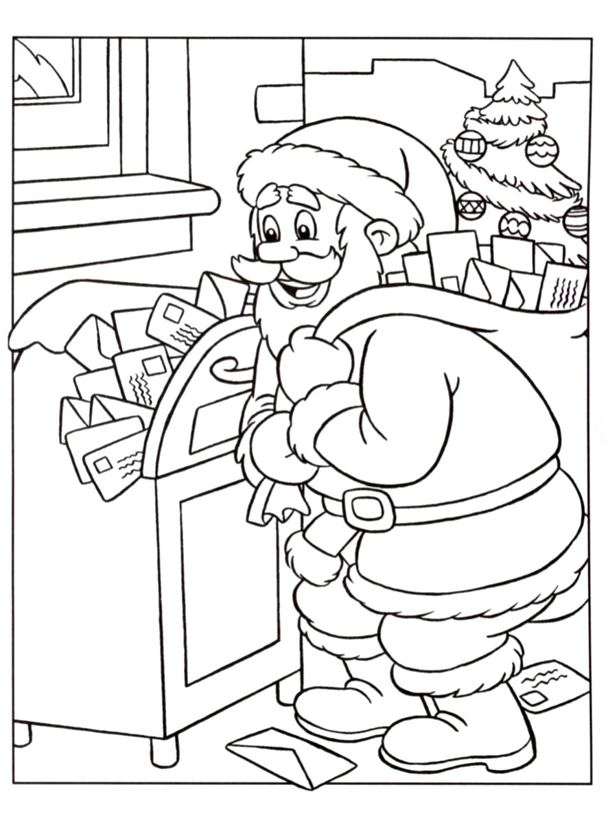 Dibujo de Papá Noel para imprimir y colorear