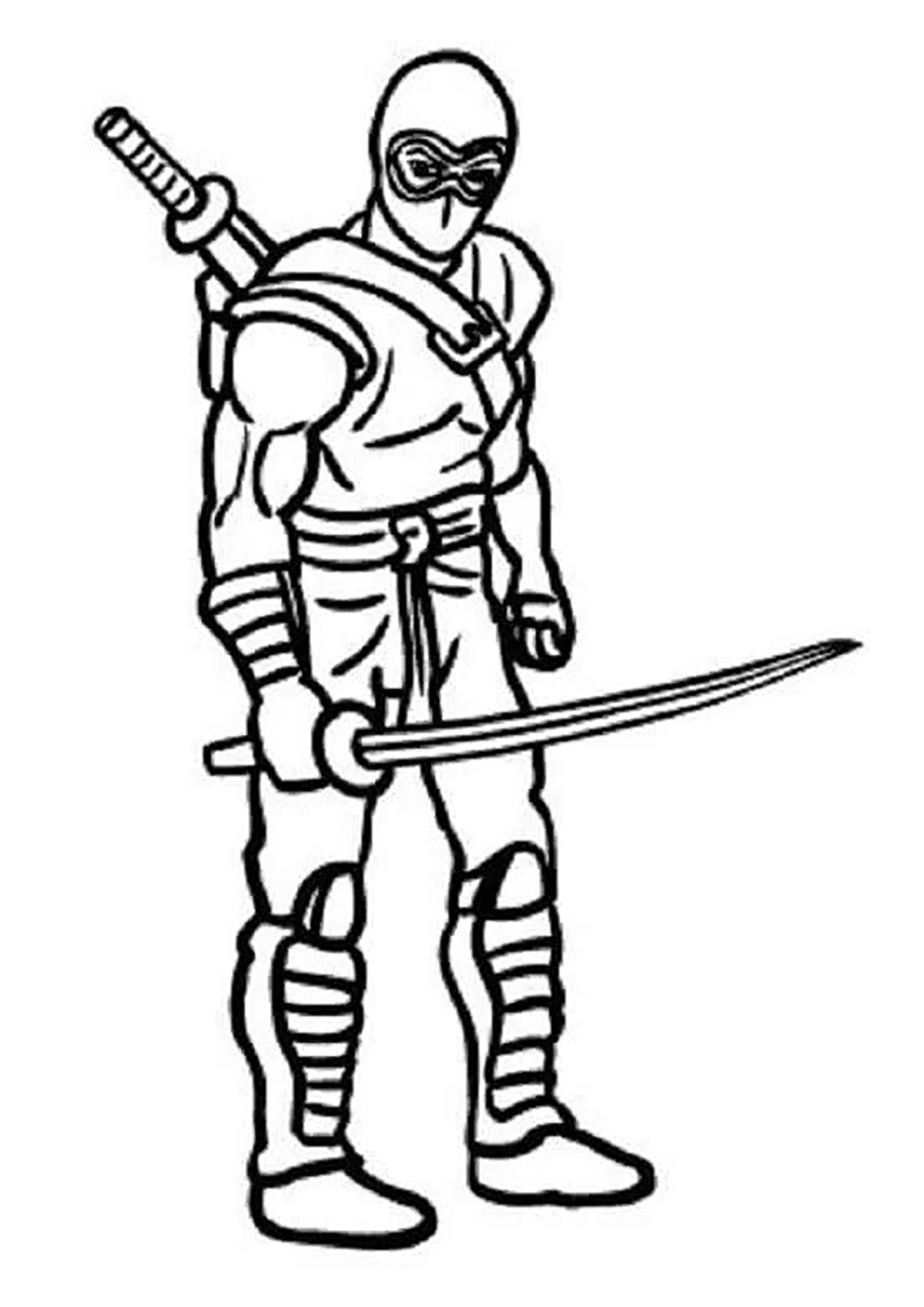 Coloreado sencillo de un ninja (Página para imprimir para niños)