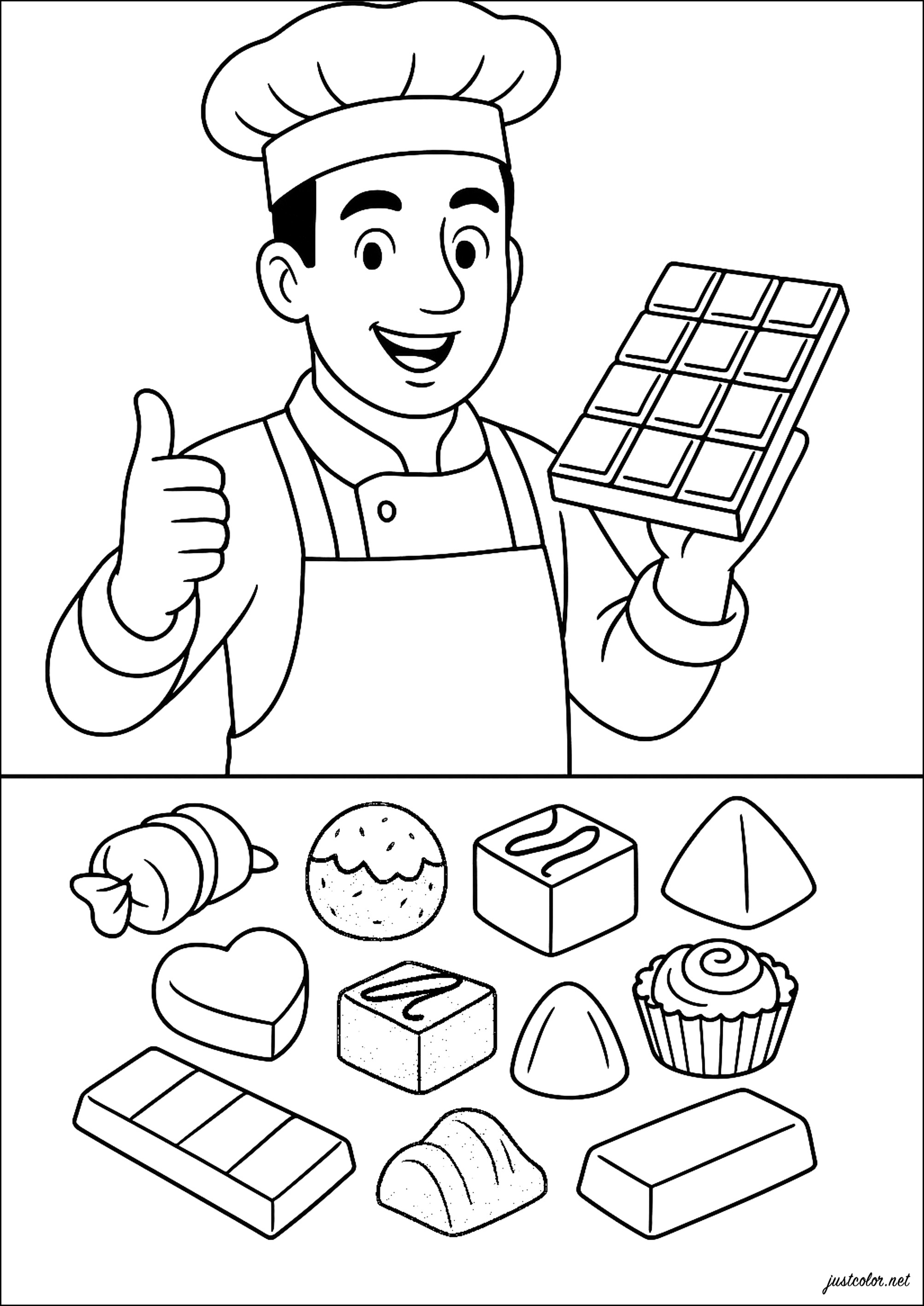 El chocolatero (Página de Oficios para imprimir para niños)