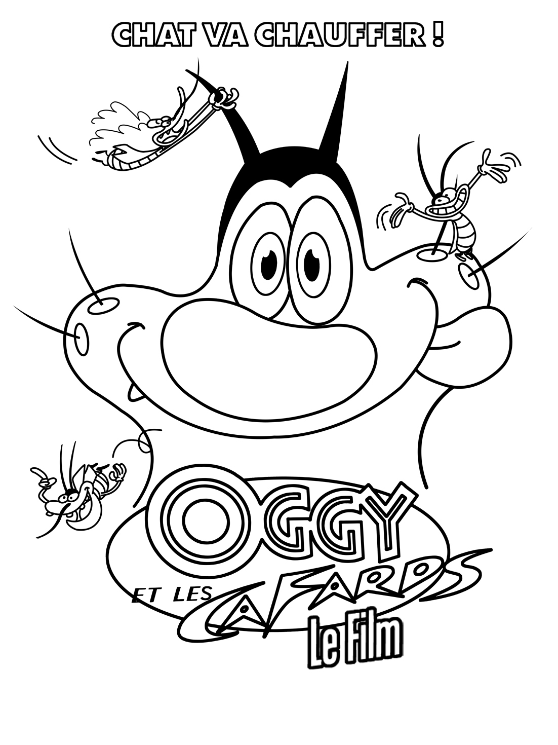 Dibujos para colorear gratis de Oggy y las cucarachas para descargar