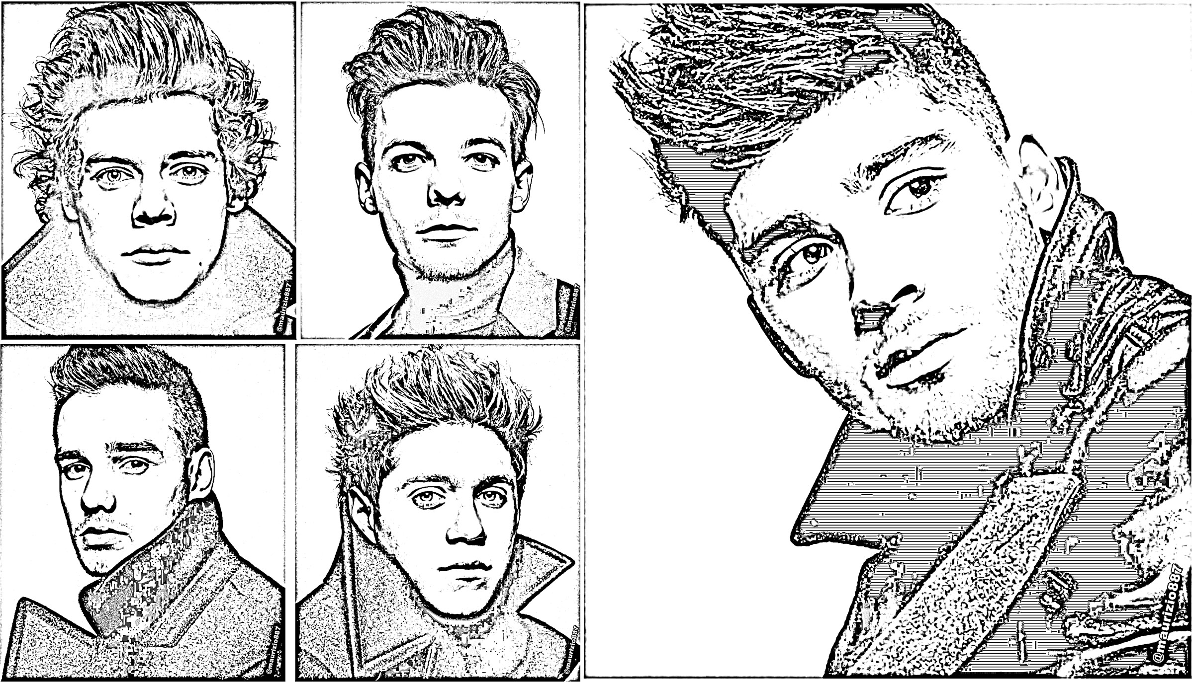 Colorear a partir de un bonito dibujo de cada miembro de One Direction