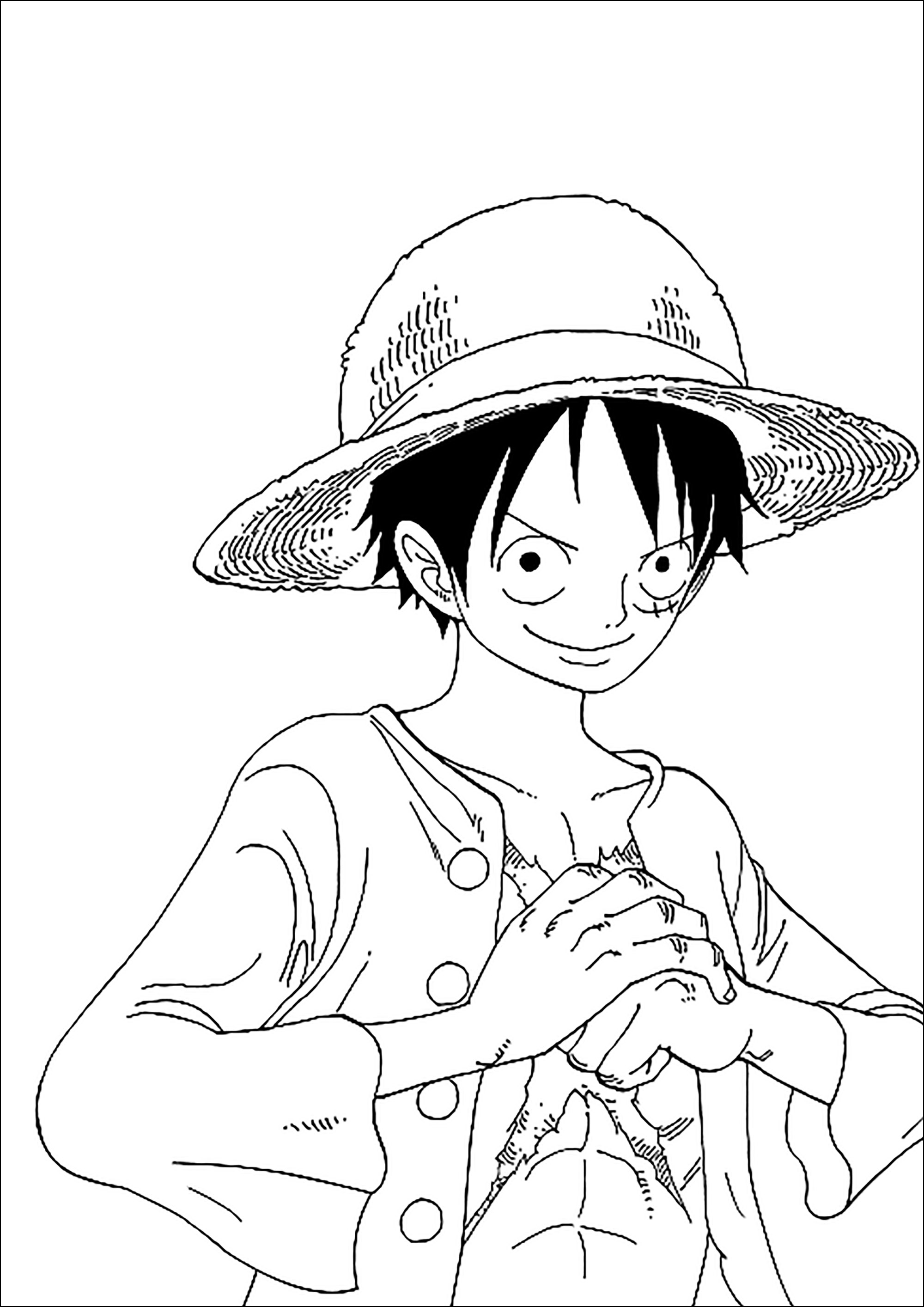 Monkey D. Luffy listo para la batalla - Páginas de One Piece para imprimir