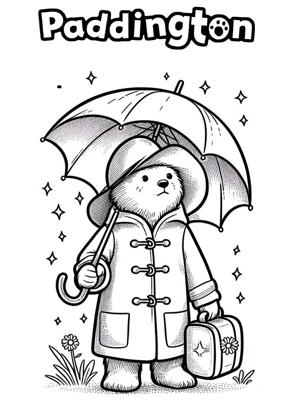 Dibujos para colorear gratis para niños de oso-paddington (Oso Paddington)