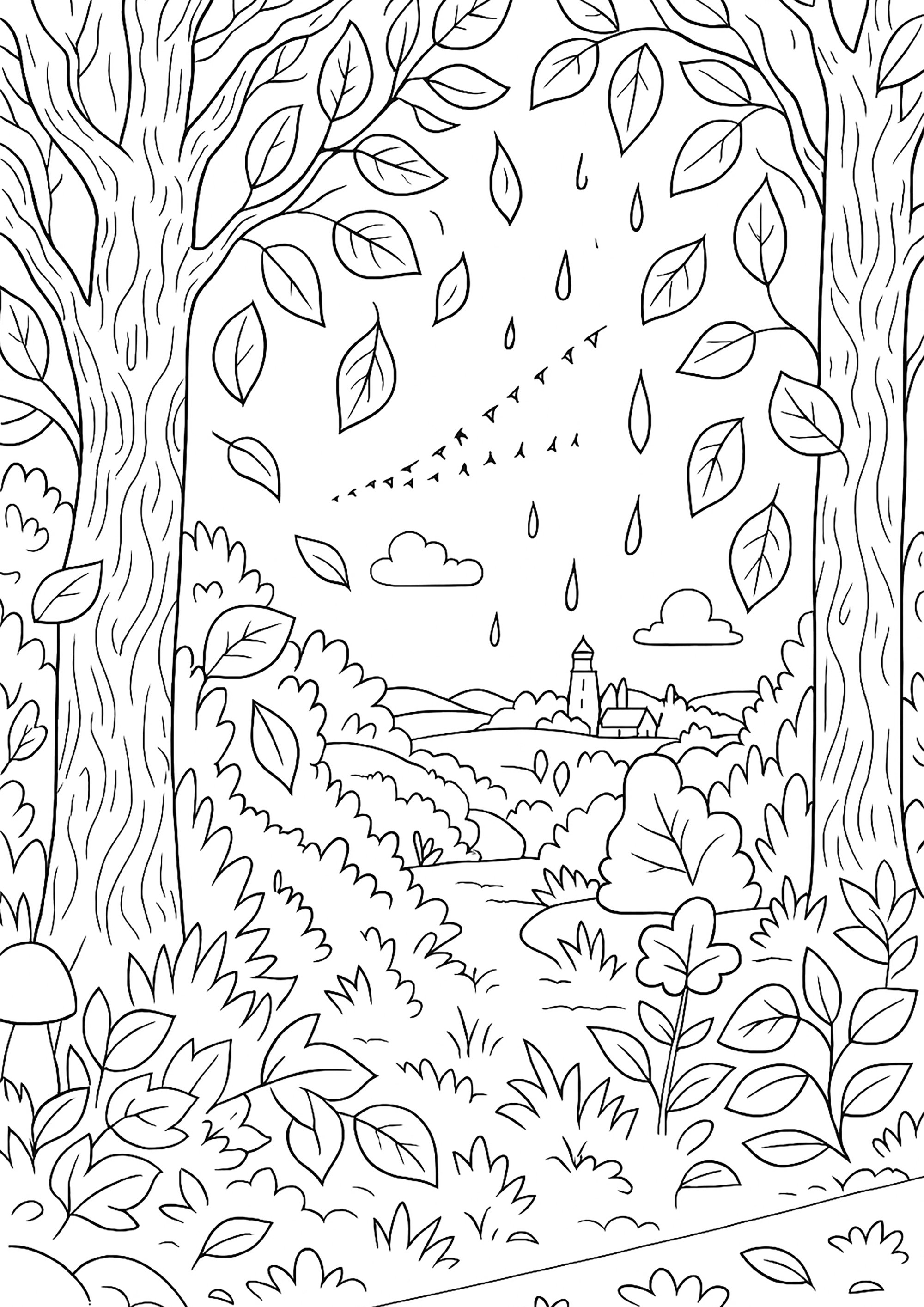 Paisaje otoñal - Páginas de Otoño para imprimir, image size:2000x2828