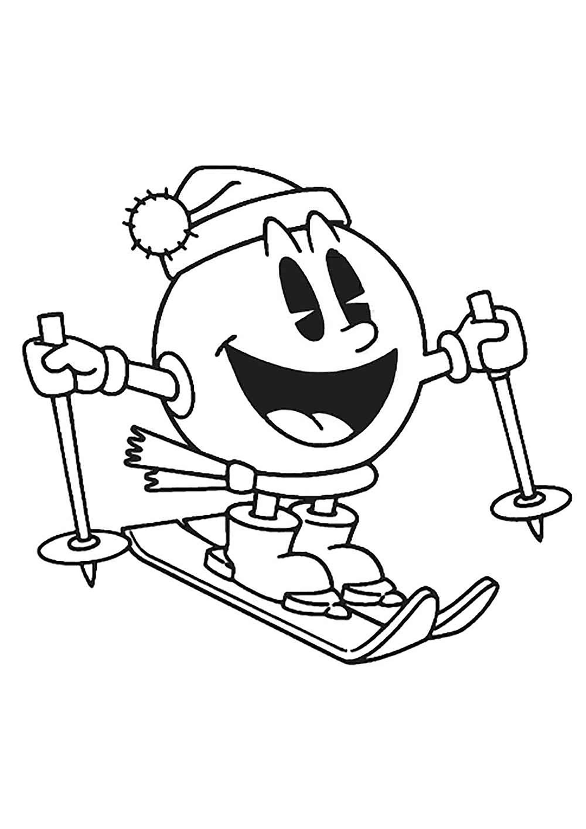 Pac Man va a esquiar - Páginas de Pac-Man para imprimir, image size:2000x2828
