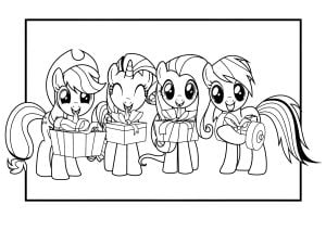 Cuatro pequeños ponis (Página de Palace Pets  para imprimir)