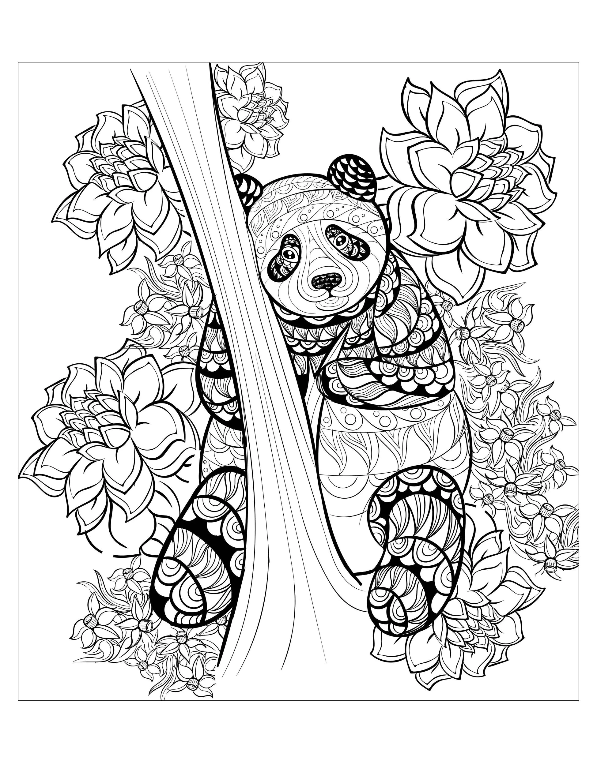 Imprimibles panda colores (Página para imprimir para niños)