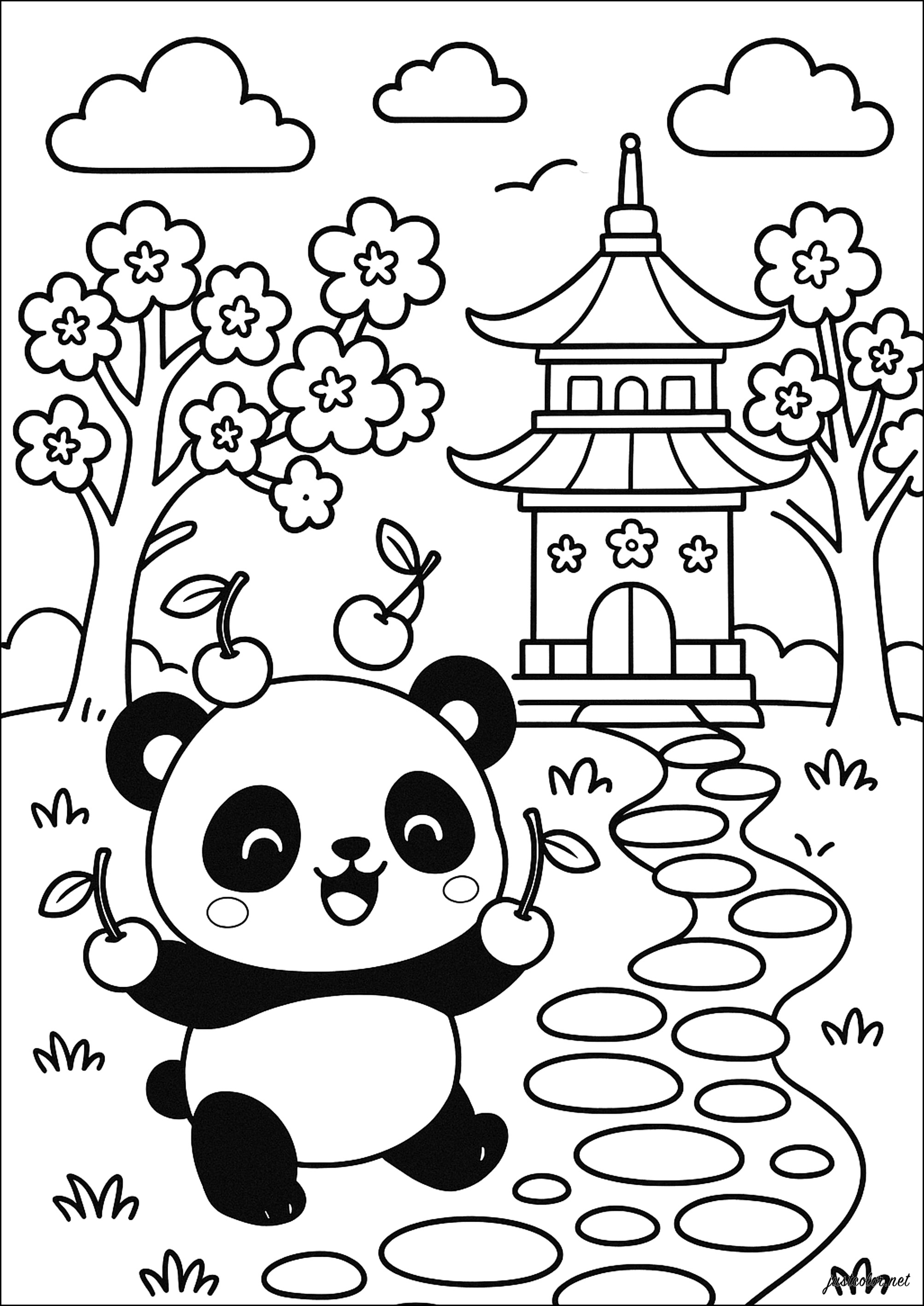 Panda malabarista (Página para imprimir para niños)
