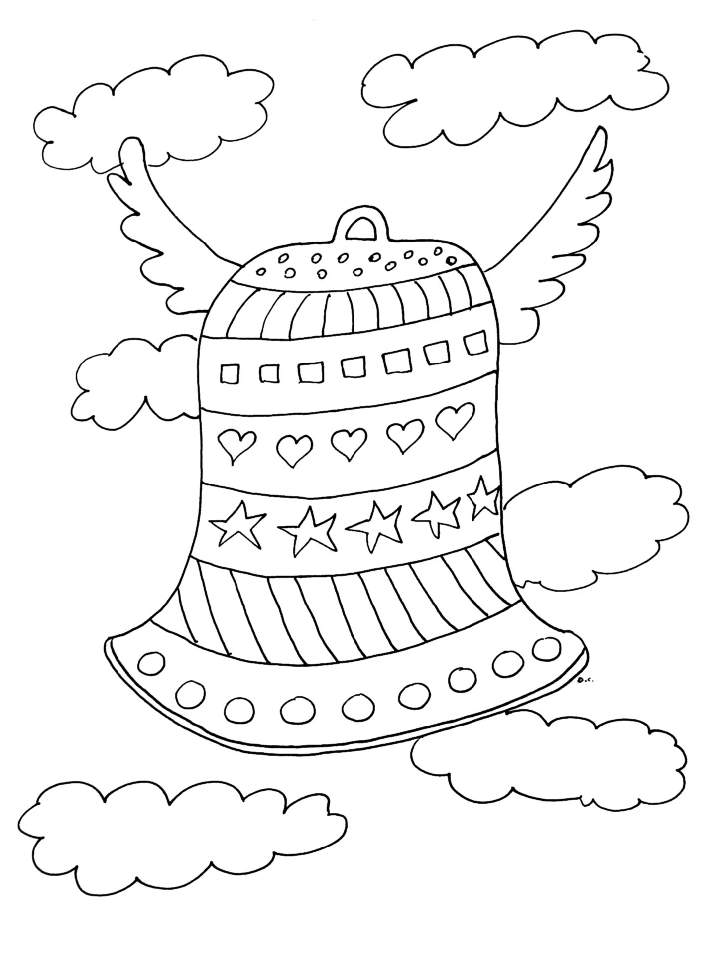 Colorear una campana de Pascua con diversos motivos para niños Colorear una campana de Pascua con diversos motivos para niños