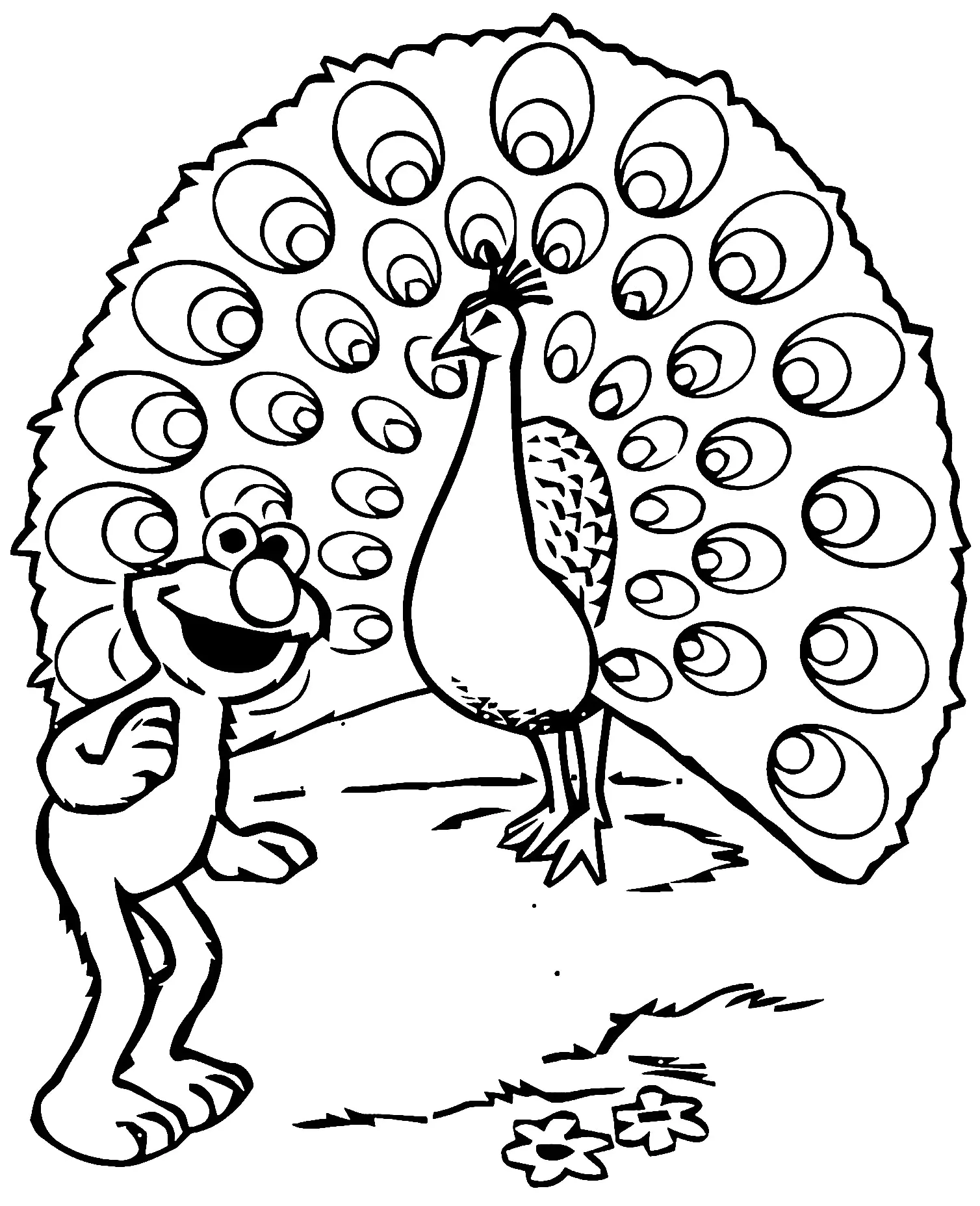 Dibujo de Los Muppets Pavo real y Gustavo dibujo gratis para colorear