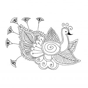 Dibujo gratis de pavo real para imprimir y colorear