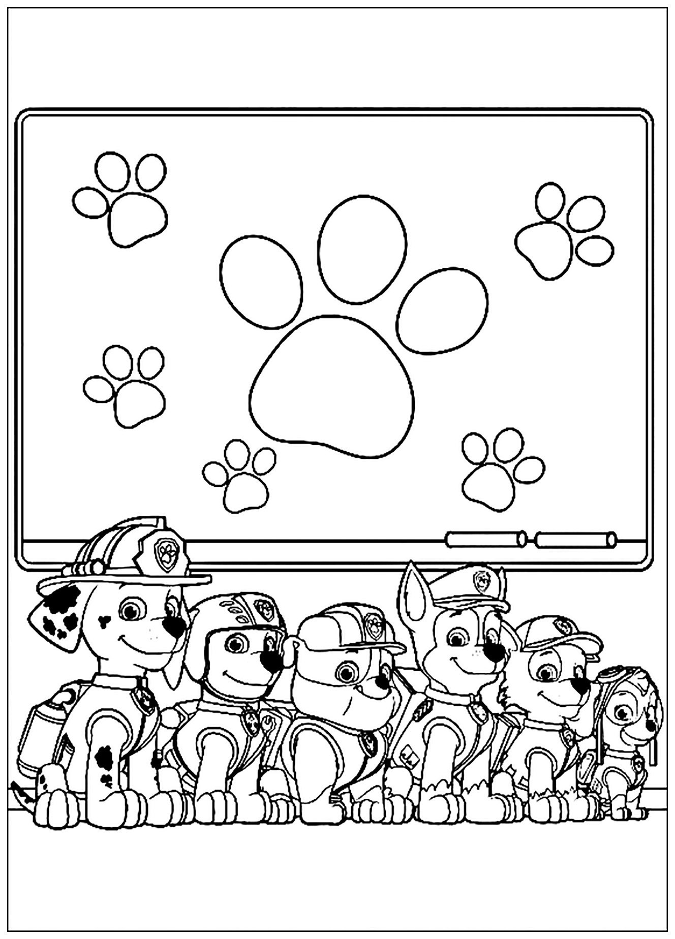 Bonitas páginas para colorear de PAW Patrol, Patrulla de cachorros sencilla para niños