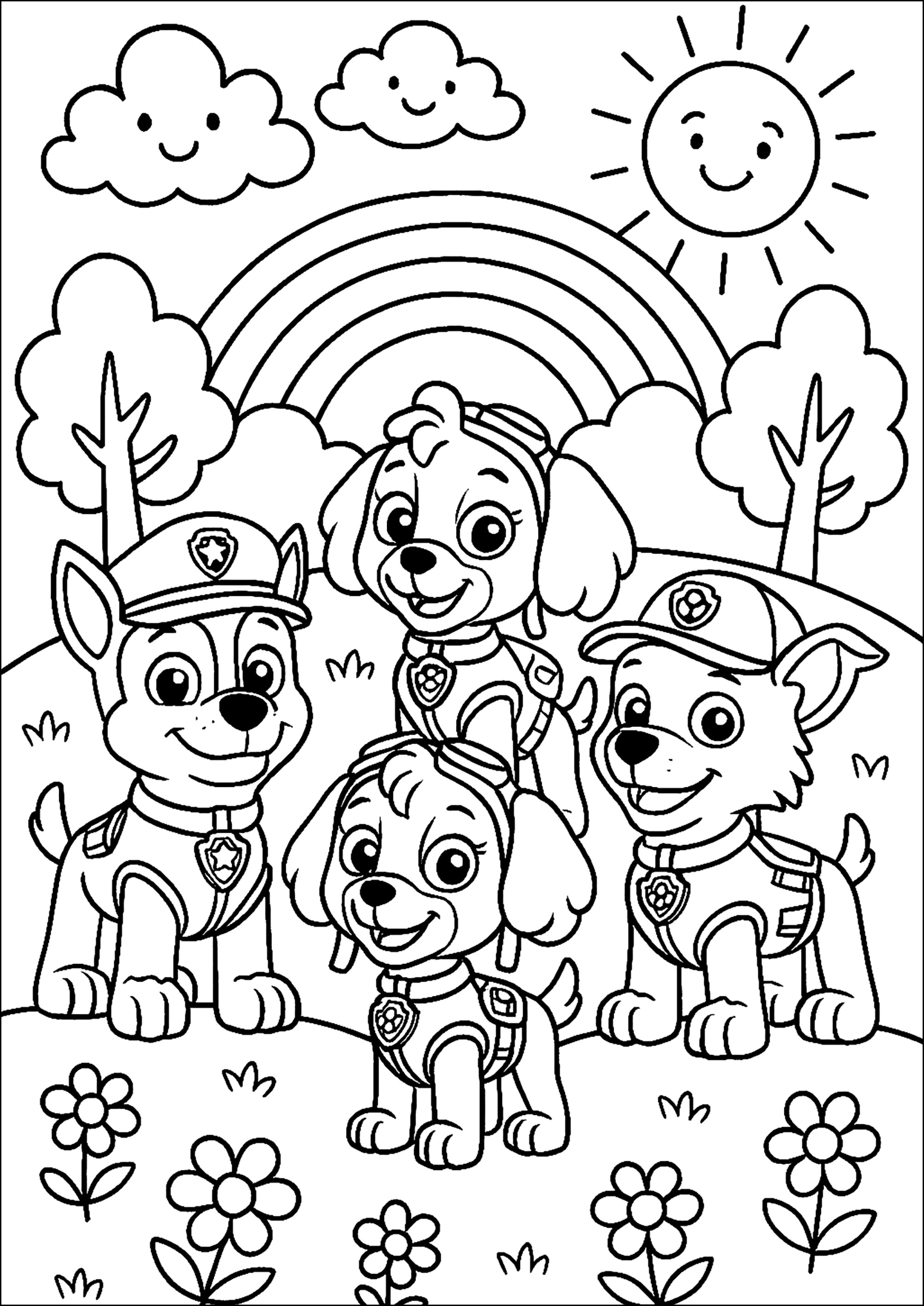 Los Héroes de la PAW Patrol, Patrulla de cachorros en Misión (Página de Patrulla Canina para imprimir para niños)