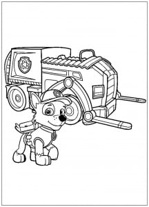 Simple Dibujos para colorear gratis de PAW Patrol, Patrulla de cachorros para descargar