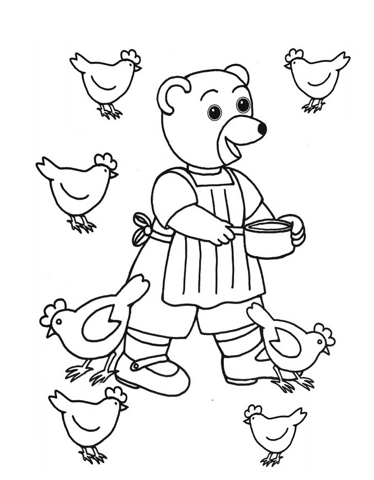 Tuvo que alimentar a las gallinas y pollitos de la granja Tuvo que alimentar a las gallinas y pollitos de la granja