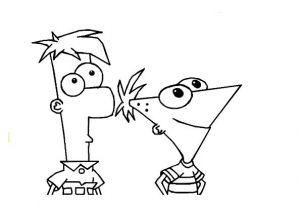 Dibujo de Phineas y Ferb (Disney) para imprimir y colorear