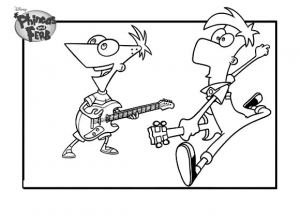 Imagen de Phineas y Ferb (Disney) para descargar y colorear