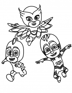 3 héroes en acción: Catboy, Owlette y Gekko