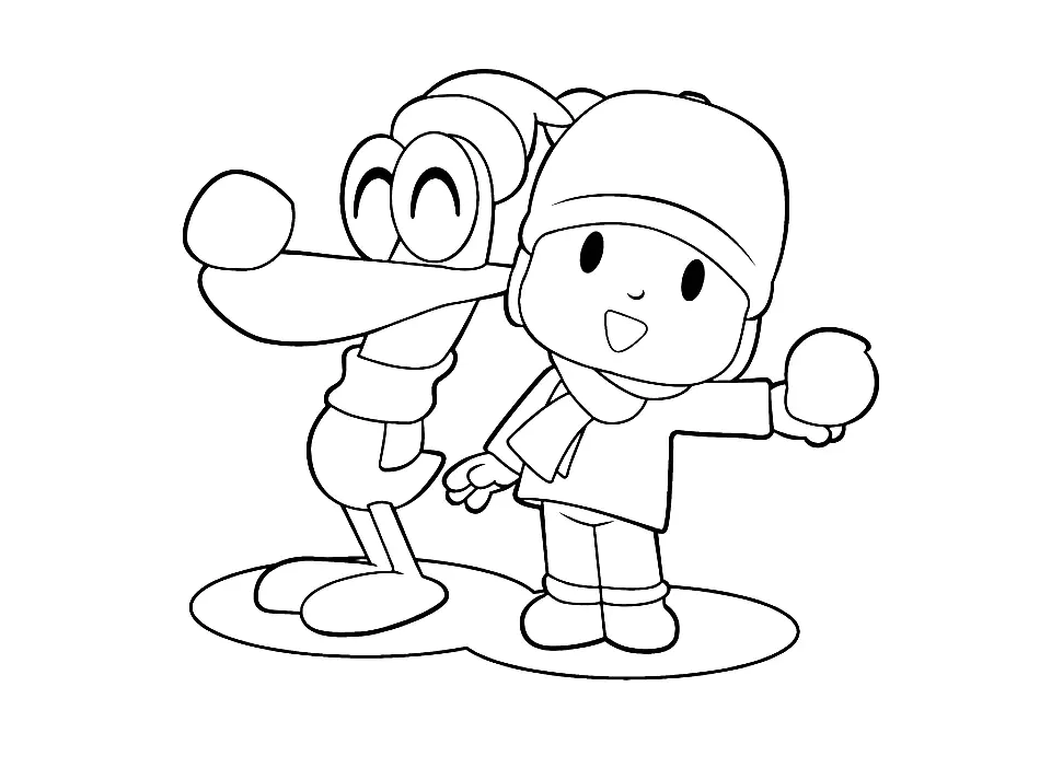 Pocoyó y su amigo el pato (Página para imprimir para niños)