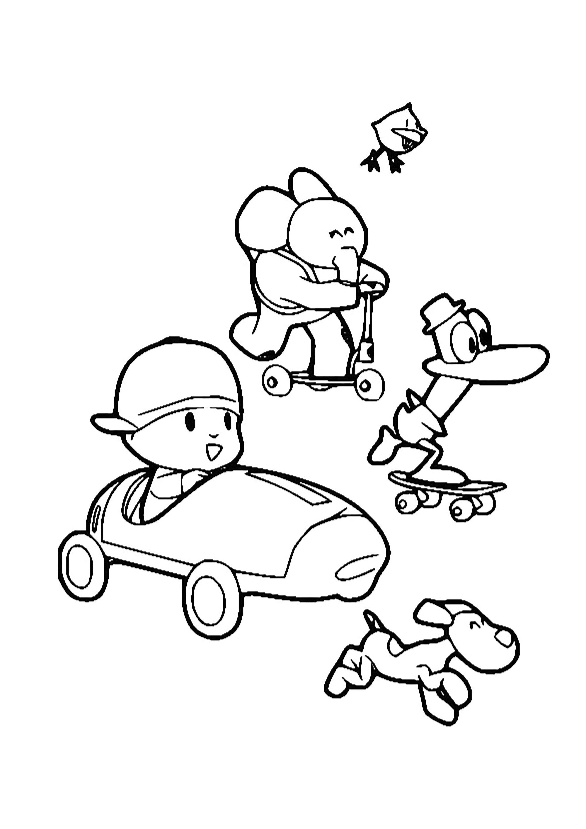 Hora de nuevas aventuras (Página de Pocoyo para imprimir para niños)